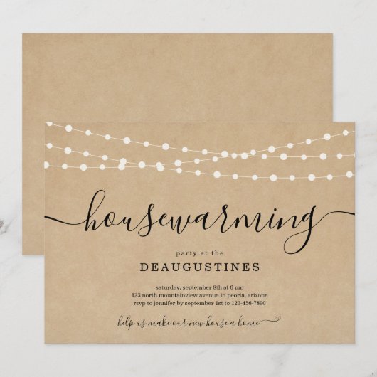 Landelijke huisfeest uitnodiging (Voorkant / Achterkant)