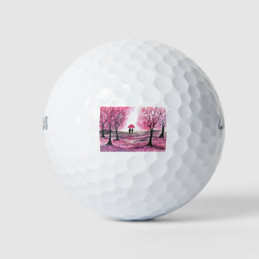 Landelijke huwelijksliefdeskoppel kersenbloesem bo golfballen (Voorkant)