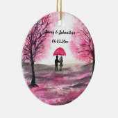 Landelijke huwelijksliefdeskoppel kersenbloesem bo keramisch ornament (Rechts)