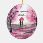 Landelijke huwelijksliefdeskoppel kersenbloesem bo keramisch ornament (Links)