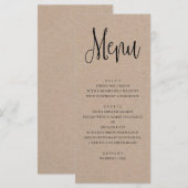 Landelijke huwelijksmenu. Modern kraft diner menu (Voorkant / Achterkant)