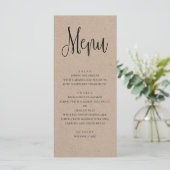 Landelijke huwelijksmenu. Modern kraft diner menu (Staand voorkant)