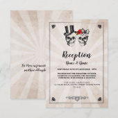 Landelijke huwelijksreceptiekaarten Schedels Rode  Informatiekaartje (Voorkant / Achterkant)