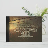 Landelijke huwelijksuitnodiging met landelijk hek kaart (Staand voorkant)