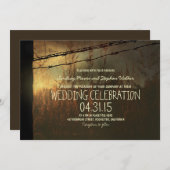 Landelijke huwelijksuitnodiging met landelijk hek kaart (Voorkant / Achterkant)