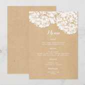 Landelijke Hydrangea Bloemen Bruiloftsmenu Menu (Voorkant / Achterkant)