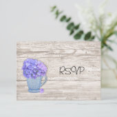 Landelijke Hydrangea Bruiloftsreceptie RSVP Kaart (Staand voorkant)