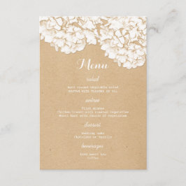 Landelijke Hydrangeaën Bloem Bruiloftsmenu Menu