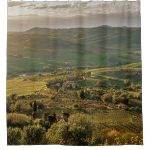 Landelijke Italiaanse landbouwgronden, Toscane zon Douchegordijn