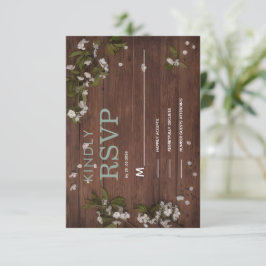 landelijke ivoren bloem houten rsvp kaart