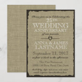 Landelijke jute huwelijksverjaardag kaart (Voorkant / Achterkant)