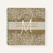 Landelijke jute kant dankbaarheid dankbaarheid jou notitieboek (Voorkant)