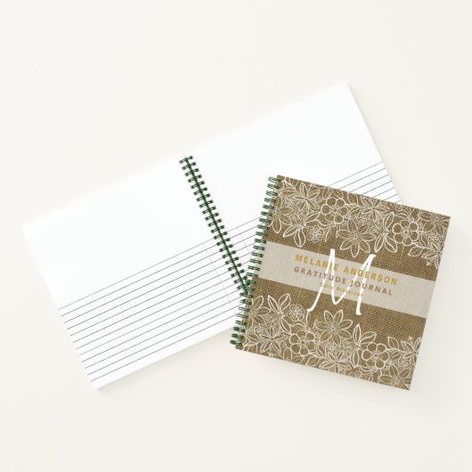 Landelijke jute kant dankbaarheid dankbaarheid jou notitieboek (Binnen)