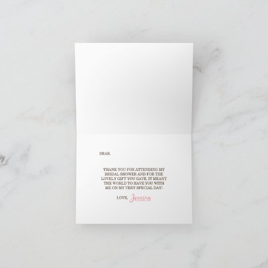 Landelijke Jute & Oude Witte Kant Bruidsdouche Bedankkaart (Binnen)