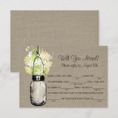 Landelijke Jute Pot Wildbloemen LIB RSVP Kaartje (Voorkant / Achterkant)