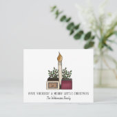 Landelijke Kaarsen en Bessen Kerstmis Feestdagenkaart (Staand voorkant)