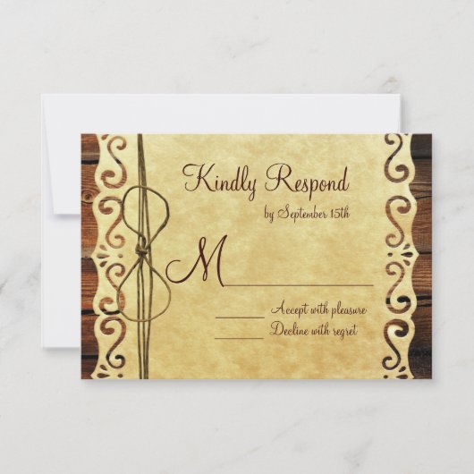 Landelijke  kaarten voor Barn Wood Weddenschap RSV RSVP Kaartje (Voorkant)