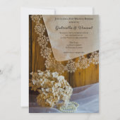 Landelijke kant bloemen na bruiloftsbrunch kaart (Voorkant)