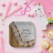 Landelijke kant en bijtende barnwoudbruiloft papieren bordje (Feest)