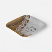 Landelijke kant en bijtende barnwoudbruiloft papieren bordje (Gebogen)