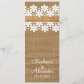 Landelijke Kant en Jute Boerenbruiloft Menu Kaart (Achterkant)