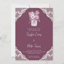 Landelijke kant en metsonteglazen bloemen Burgundy