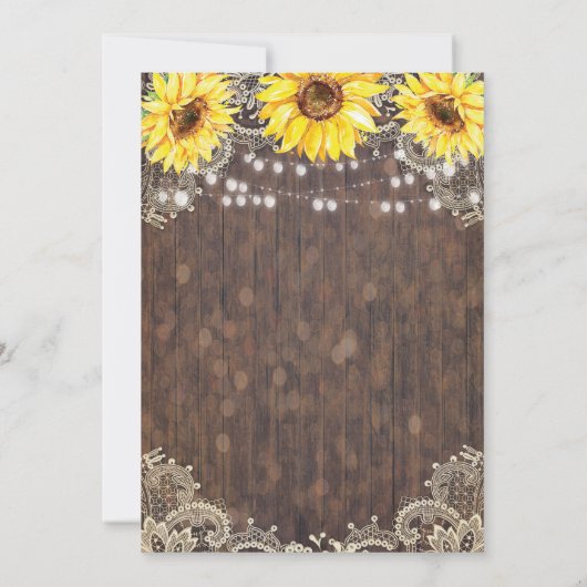 Landelijke kant en zonnebloemen Weddenschappen Kaart (Achterkant)