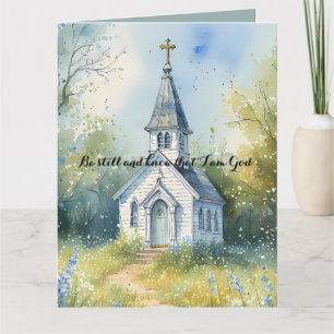 Landelijke kerkpad in bloemenweide kaart