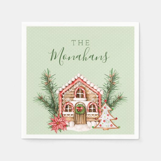 Landelijke Kerst Gengherbread House Servetten (Voorkant)