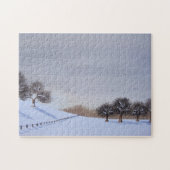 Landelijke kerst sneeuwscène landschap kunst puzze legpuzzel (Horizontaal)