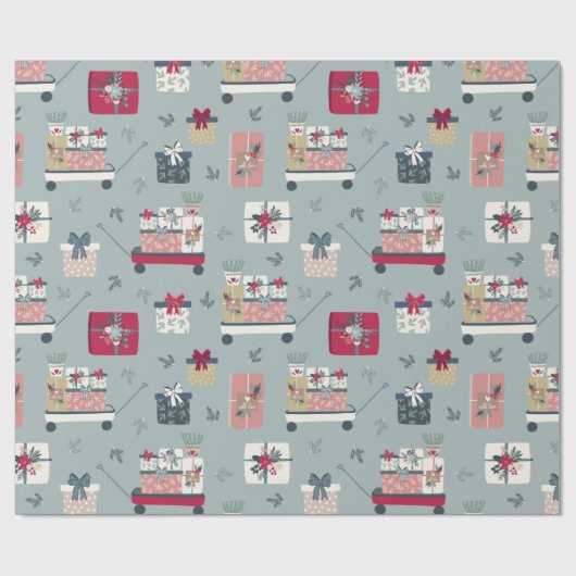 Landelijke kerstavond cadeaupapier (Vlak)