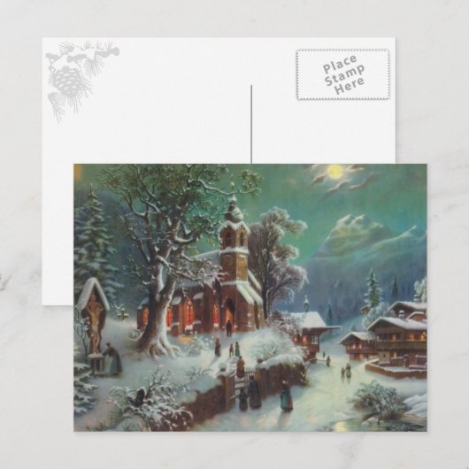  landelijke Kerstavond Genre Schilderij Feestdagenkaart (Voorkant / Achterkant)