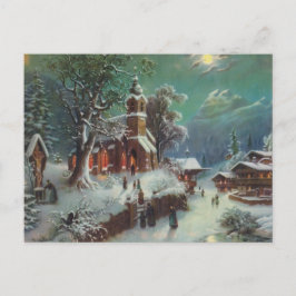 landelijke Kerstavond Genre Schilderij Feestdagenkaart