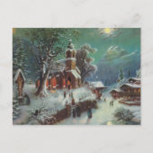  landelijke Kerstavond Genre Schilderij Feestdagenkaart (Voorkant)