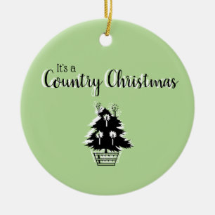Landelijke Kerstbomen Groen Rustiek Keramisch Ornament