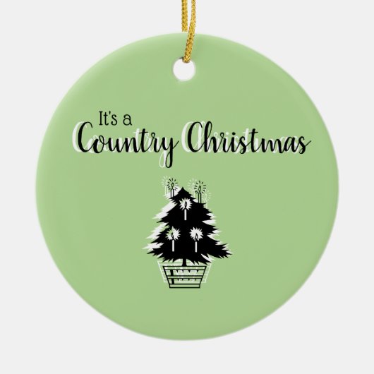 Landelijke Kerstbomen Groen Rustiek Keramisch Ornament (Voorkant)