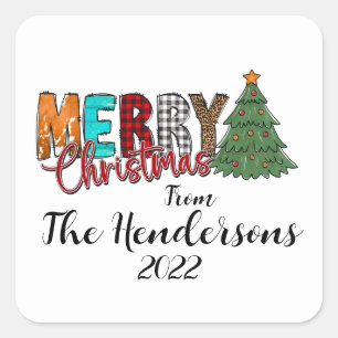 Landelijke kerstboom vierkante sticker