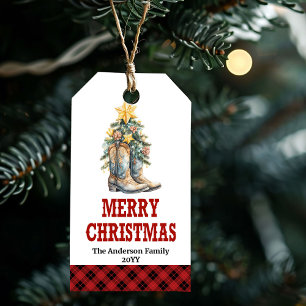 Landelijke kerstcadeautag hoefijzer aangepaste naa cadeaulabel