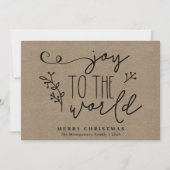 Landelijke Kerstkaart Kraft Joy to the World Handg (Voorkant)