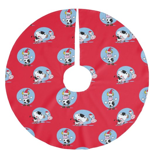 Landelijke kerstKoeien met kerstboomrokken Kerstboom Rok (Voorkant)