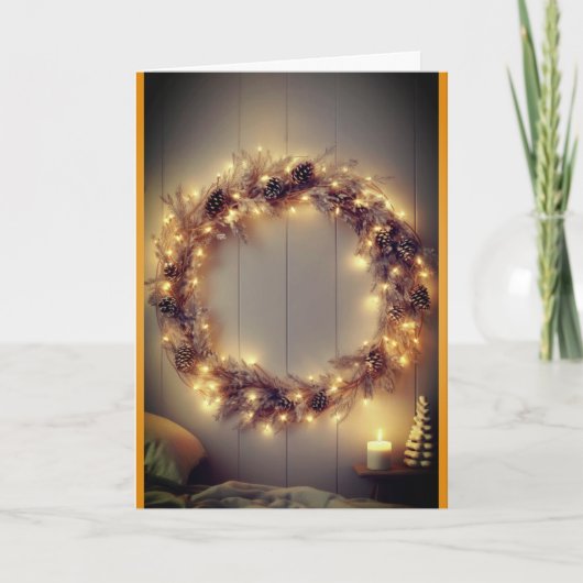 Landelijke Kerstkrans met verlichting Kaart (Voorkant)