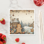Landelijke kerstman dorp servet (Insitu)