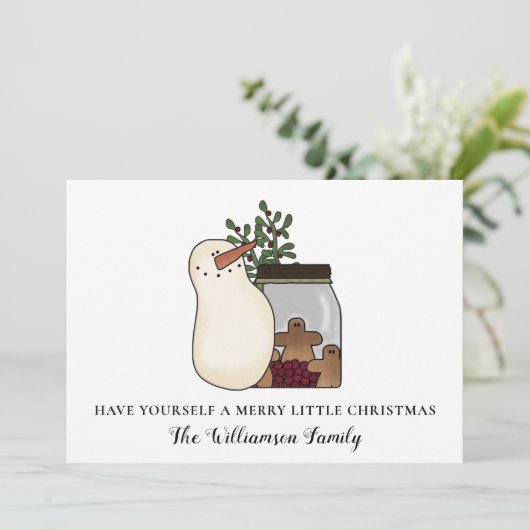 Landelijke Kerstman en Bessen Kerstkaart (Staand voorkant)