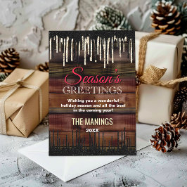 Landelijke Kerstmis in zwart goud vakantie Feestdagenkaart