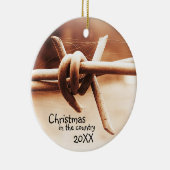 Landelijke Kerstmis met Jaar Keramisch Ornament (Rechts)