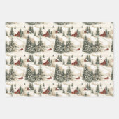 Landelijke Kerstmis Rood Truck en Dorp Inpakpapier Vel (Voorkant)