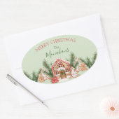 Landelijke kerstontbijt ovale sticker (Envelop)