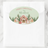 Landelijke kerstontbijt ovale sticker (Tas)