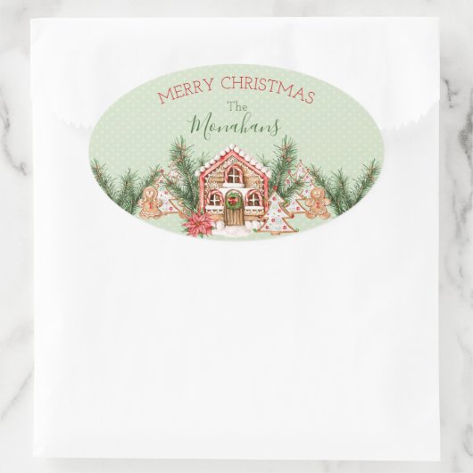 Landelijke kerstontbijt ovale sticker (Tas)