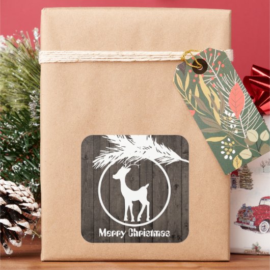 Landelijke kerstrendierbol voegt tekst toe sticker (Feestdagen)